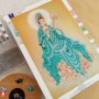 DIY Tranh Đính Kim Sa- Bộ Tự Thêu Ghim- Áo Xanh Biển- Quan Âm Toạ Sen-  50x30cm - QAC1GBY2